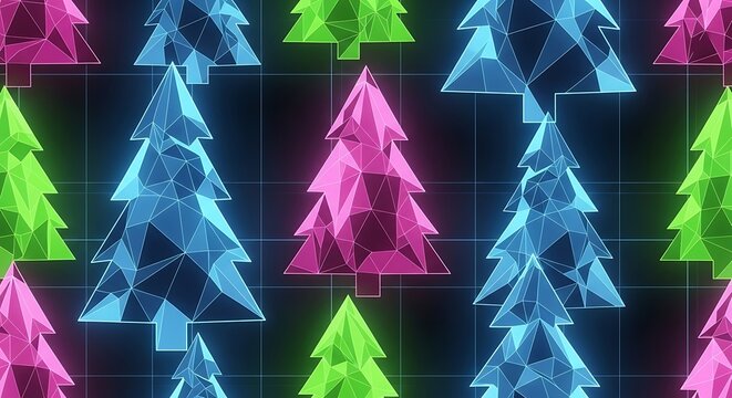 Geometric christmas trees festive holiday background - Powered by Adobe