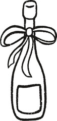 Sketch Champagne Bottle with Bow