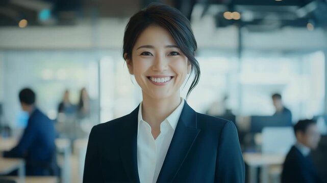 オフィスで微笑むビジネスウーマンのポートレート