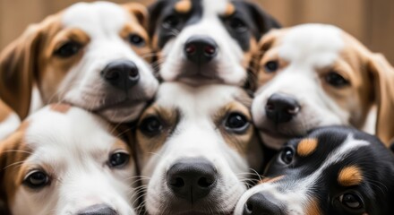 A captivating assembly of adorable puppies exhibiting warmth and undeniable charm fostering a