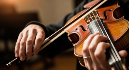 A musician skillfully plays a classic violin creating enchanting melodies and harmonies
