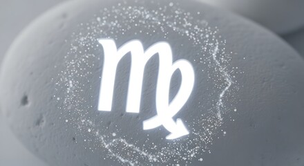 Virgo zodiac sign illuminated on a stone with cosmic dust creating a mystical astrological concept