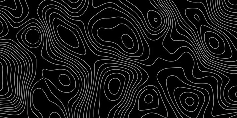 abstract topographic map with white contour lines and black background depicting abstract terrain and elevation patterns.