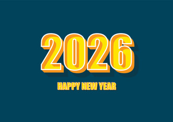Happy new year 2026 with comic text style