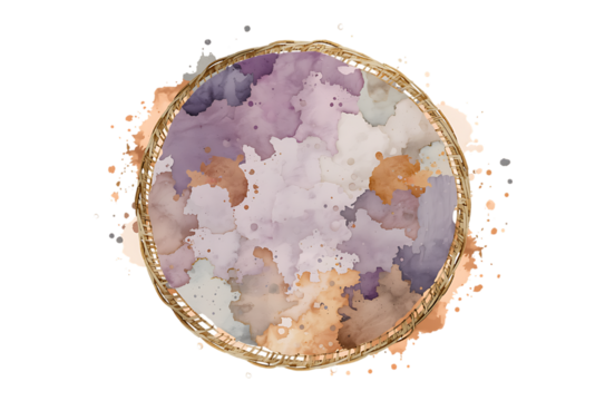 Abstract watercolor painted easter egg with gold leaf accents on black background - Powered by Adobe