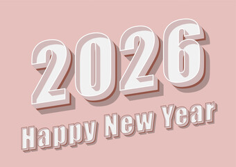 Happy new year text 2026 with peach color design