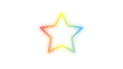 Obraz premium Vibrant Neon Star Frame with White Outline on Transparent Background