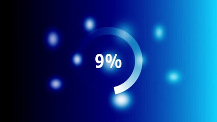 Futuristic Loading Circle with 9 Percent Progress on Blue Gradient percentage