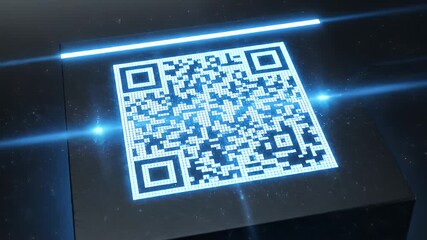 Neon QR Code Projection in a Dark Studio Video. - Powered by Adobe
