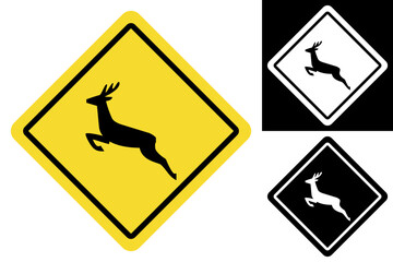Essential road safety sign warning drivers about deer crossing, featuring a bold deer silhouette for clear visibility and accident prevention