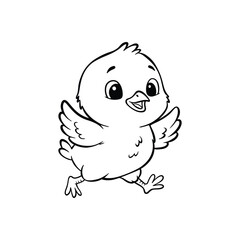 Cute Baby Chick, Adorable Line Art Animal Illustration