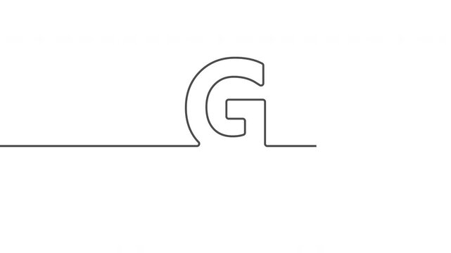 Letter G. Animation of a continuous line. A letter drawn with a single line