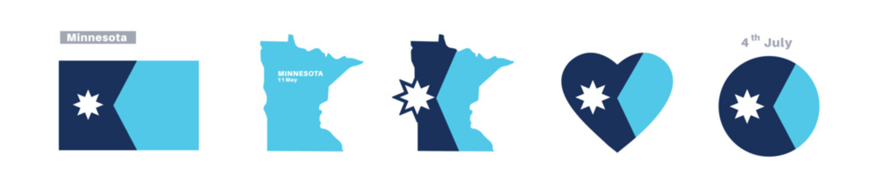 Minnesota flag and map set. Minnesota state flag in May 11th Celebration
