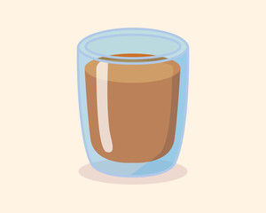  Hot coffee in transparent glass vector illustration