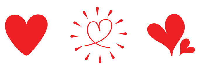 Hand drawn hearts. unique heart various styles and shapes. Scribble love symbols for valentine designs. eps 10