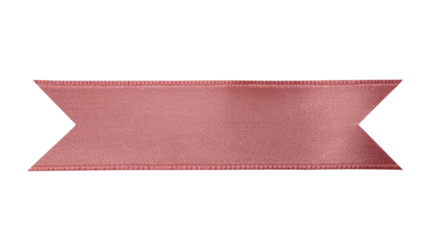 A single pink ribbon banner with angled ends and visible texture is centered in the frame and isolated pure white background cutout - Powered by Adobe