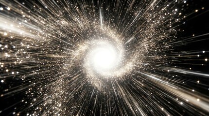 Obraz premium Into the Future: Champagne Gold Stardust Hyperspace Warp Tunnel