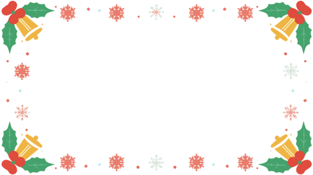  Christmas frame background with flat design, featuring a minimalist aesthetic, vibrant festive colors, and bold lines, set against a clean with png tranparent 