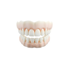 Obraz premium Realistic Dental Prosthetics PNG Isolated on Transparent Background - Upper and Lower Jaw Dentures for Oral Healthcare Representation