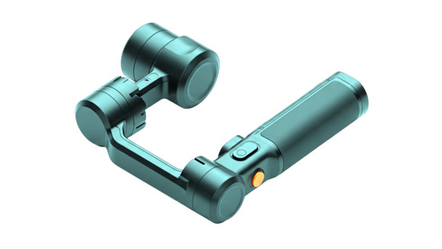 Modern Gimbal Stabilizer Device Black Color With Orange Button Isolated On Transparent Background For Professional Video Production Equipment Photography