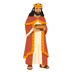 Wise King Standing With An Offering
