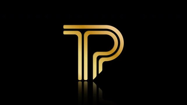 Stylized lowercase T and P with reflections, connected by a single line. Idea for a logo, emblem, or creative design