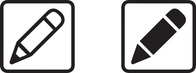 pencil vector icon set editable outline and solid glyph