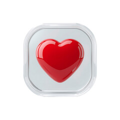 Red heart love valentine's day romantic passion affection symbol care emotion feeling 3d render icon on transparent background