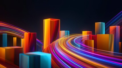 道路が伸びる未来都市と高層ビルのイメージ