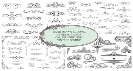 Ornate vintage frames and scroll elements. Classic calligraphy swirls, swashes, floral motifs. Good for greeting cards, wedding invitations, restaurant menu, royal certificates and graphic design.