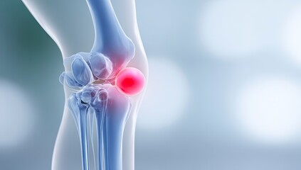 Knee joint anatomy with highlighted pain
