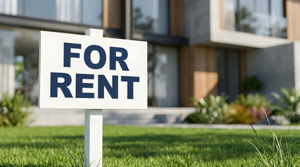 Modern House With &ldquo;For Rent&rdquo; Real Estate Sign