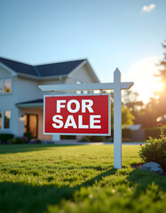 Modern Home For Sale Sign in Front of Luxury House
