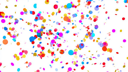 colorful confetti falling on white background, vibrant party confetti explosion, festive celebration confetti pattern
