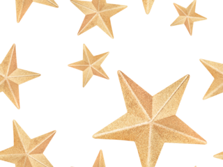 Seamless pattern with gold stars on a white isolated background