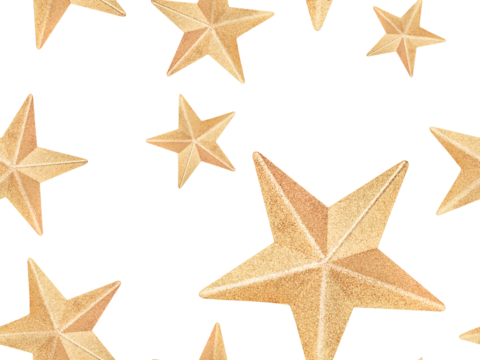 Seamless pattern with gold stars on a white isolated background - Powered by Adobe
