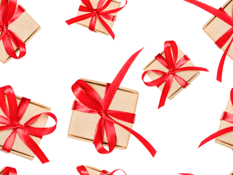 Seamless pattern with gift boxes on a white isolated background