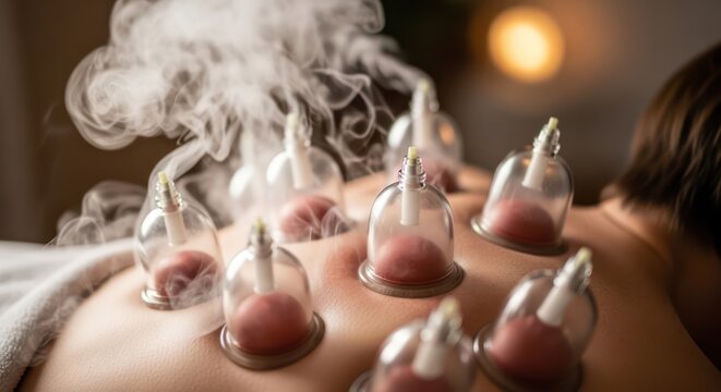 Relaxing cupping therapy session for wellness, a holistic approach for health