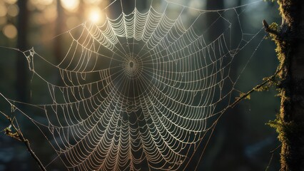 Delicate spiderweb in morning light