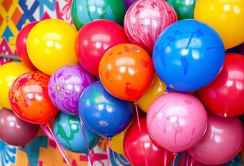 Vibrant painted balloons, colorful backdrop, abstract art,  abstract,  illustration
