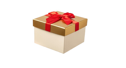 Obraz premium Hand holding a gift box with red bow isolated on transparent background
