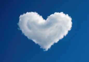 Heart-Shaped Cloud Against Clear Blue Sky Illustrating Love and Positive Emotions