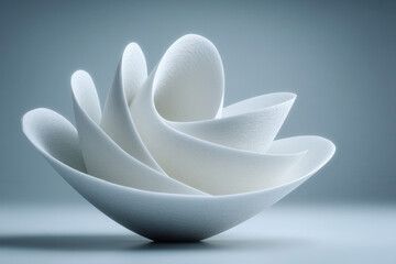 Sculptural paper object with geometric folds and matte texture, premium minimalist design