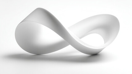 Perfect paper Möbius strip sculpture in ultra-smooth matte white, mathematically accurate design