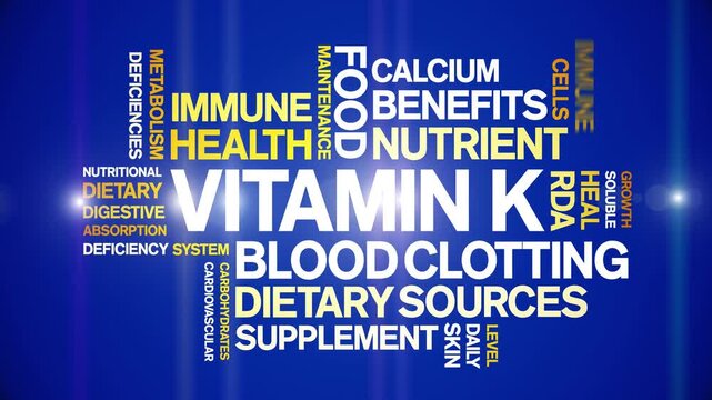 Vitamin K animated word cloud-text design animation tag kinetic typography seamless loop.