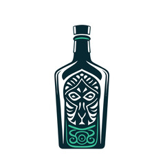 Abstract Bottle with Tribal Mask Design