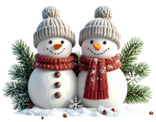 Classic 3D Snowman Duo with Winter Accessories