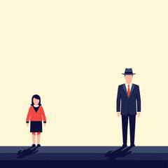 Flat Vector Business Illustration of Man Woman Standing on Cream Background