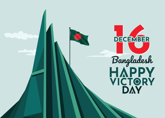 16 December Bangladesh Victory Day vector illustration featuring patriotic banner, poster, and greeting card design elements, creating a bold and festive national holiday background.
