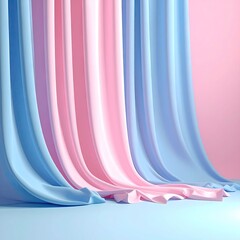 Soft pastel curtains in shades of pink and blue